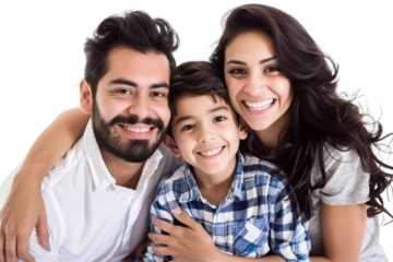 Family father mother son daughter kid studio photo white background