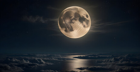 full moon over the sea