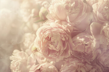 Soft Pink Peonies Cluster in a Dreamy Floral Haze