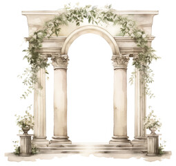 Naklejka premium Ancient archway adorned with green foliage