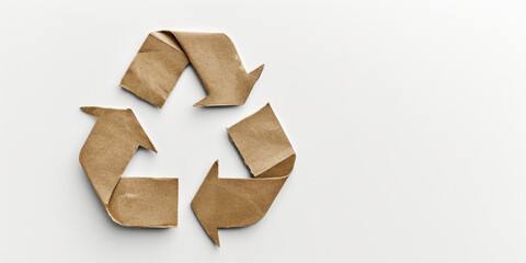 Eco-Friendly Cardboard Recycling Symbol on White