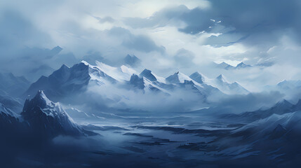 Endless snow capped mountains landscape abstract graphic poster web page PPT background