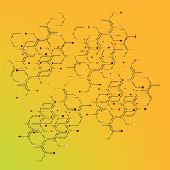 Abstract geometric yellow technological hexagon background