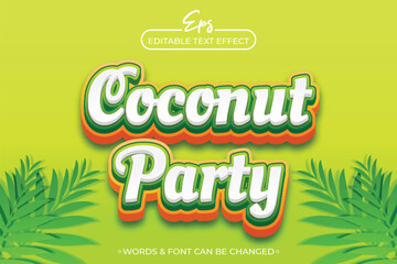 Coconut party editable text effect template