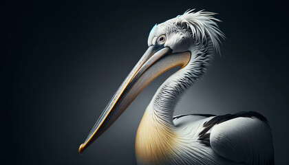 a pelican in a portrait - obrazy, fototapety, plakaty
