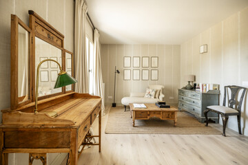 One double bedroom suite with vintage wooden furniture