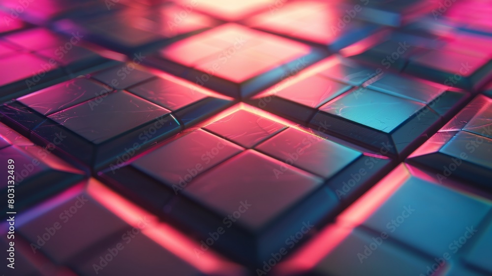 Poster using square tiles as the background, this design element has an abstract perspective.