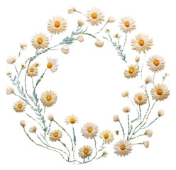 PNG Little daisy circle border embroidery pattern textile.