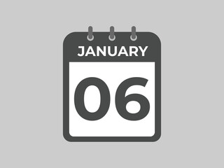 February 6 calendar reminder. 6 February daily calendar icon template. Calendar 6 February icon Design template. Vector illustration
