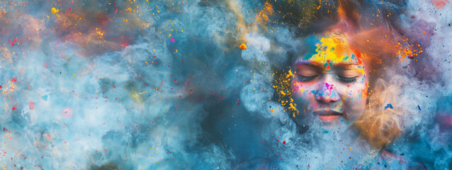Color holi festival having fun with colorful powder is enjoy in the Holi festival India