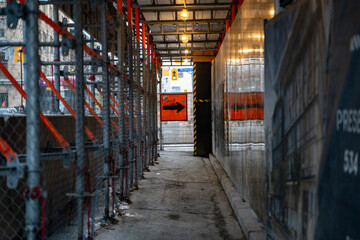 Safe pedestrian crossing inside the construction.