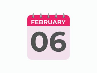 February 6 calendar reminder. 6 February daily calendar icon template. Calendar 6 February icon Design template. Vector illustration
