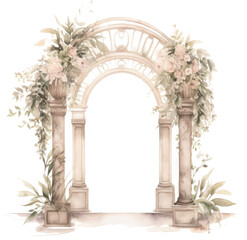 Floral decorated archway with watercolor style