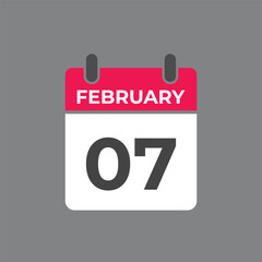 February 7 calendar reminder. 7 February daily calendar icon template. Calendar 7 February icon Design template. Vector illustration
