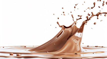 Chocolate liquid splash isolated on white background, coffee splash, milk splash.