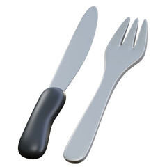 Fork Knife 3D Icon Illustration for Web,App, etc