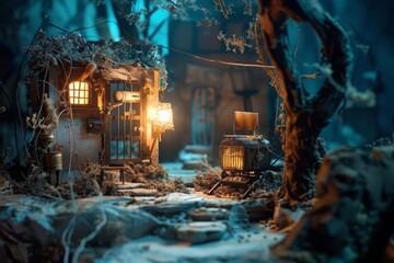 A behind-the-scenes look at the lighting and camera setup used in creating a stop-motion scene