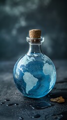 Saving water and world environmental protection concept. Eearth, globe, ecology, nature, planet concepts created by ai