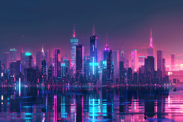 futuristic city skyline at night