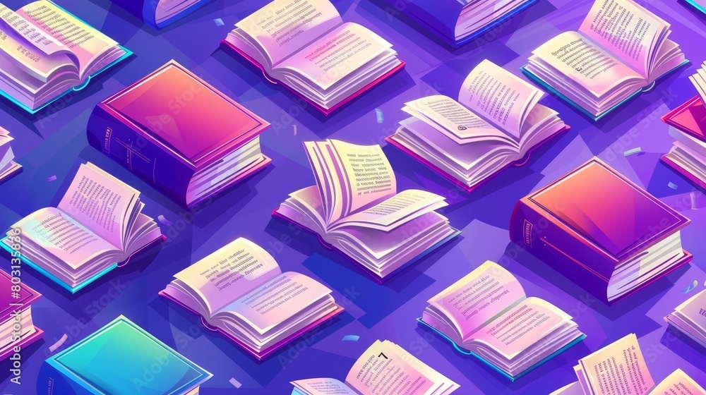 Poster modern illustration of an online library or education website with a bookshelf pattern, landing page