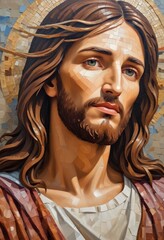 Decorative Oil Painting of Praying Jesus with Special Effects