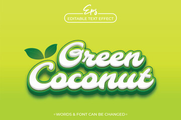 Green coconut editable text effect template