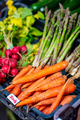 Organic carrots at market