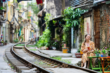 Beautiful woman in Hanoi - 803137699