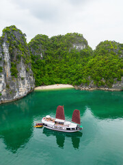 Scenic view of islands in Halong Bay Vietnam - 803138094