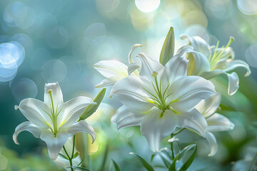 closeup of lily flowers in the garden generated.AI