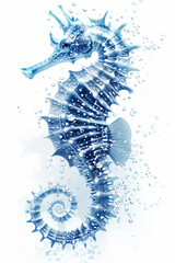 Illustration of a blue seahorse