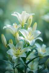 Obraz premium closeup of lily flowers in the garden generated.AI