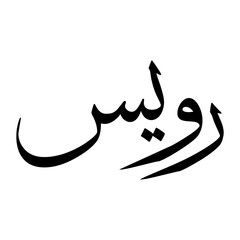 Ruwais Muslim Boy Name Sulus Font Arabic Calligraphy