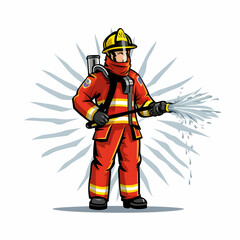 Fire fighter man illustration, ilustrasi for kid