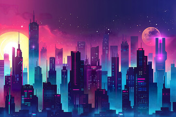 wallpaper of abstract futuristic city skyline