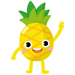 Funny Pineapple Cartoon with arms and legs. fruit cute 