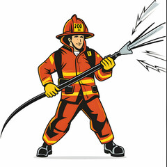 Fire fighter man illustration, ilustrasi for kid