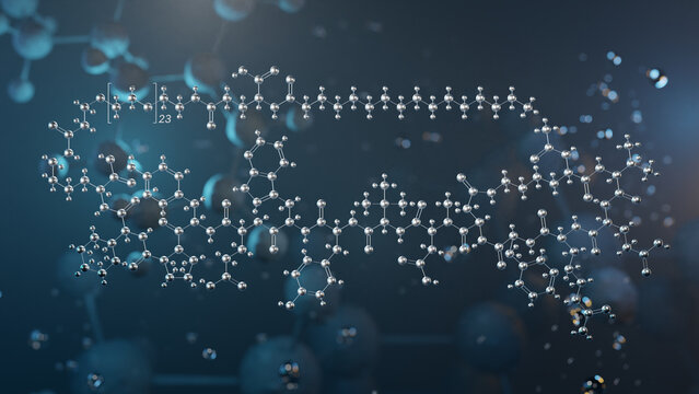 zilucoplan molecular structure, 3d model molecule, complement inhibitor, structural chemical formula view from a microscope