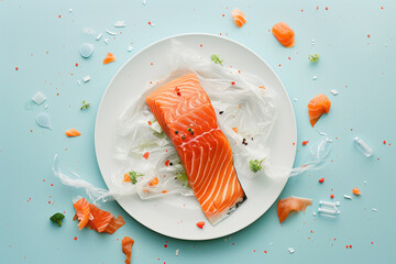 sea food with microplastic