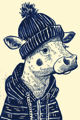 Obraz premium cartoon cow with human clothes