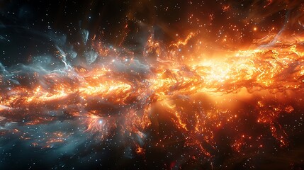 Naklejka premium Create an abstract representation of a supernova, where vibrant colors and rapid movements depict the explosive death of a star.