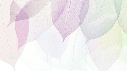 Minimalist abstract background with outline leaves pastel color on white background