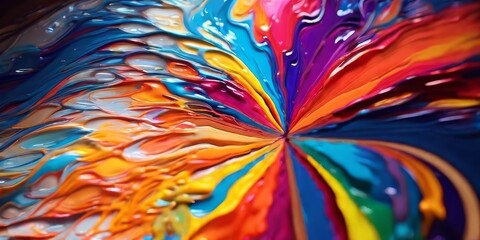 Abstract painting combined with colorful oil paint