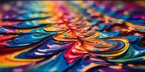 Abstract painting combined with colorful oil paint