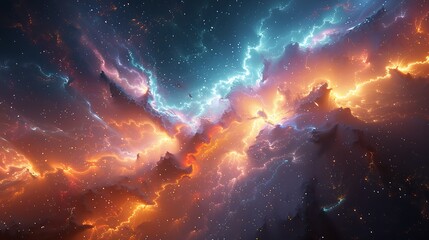 Obraz premium Create an abstract representation of the universe using fractal designs that reflect both the vast cosmos and the minute details of microscopic structures.