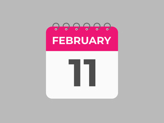 February 11 calendar reminder. 11 February daily calendar icon template. Calendar 11 February icon Design template. Vector illustration
