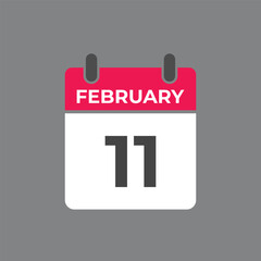 February 11 calendar reminder. 11 February daily calendar icon template. Calendar 11 February icon Design template. Vector illustration
