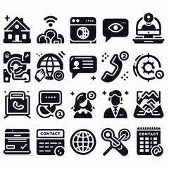 Contact us icon set