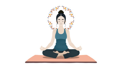 woman sitting in yoga lotus pose, Healthy wellness Asian woman yoga breathing meditating in lotus position, Spirit of the universe, A woman performs yoga and meditate, Meditation, mindfulness