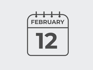 February 12 calendar reminder. 12 February daily calendar icon template. Calendar 12 February icon Design template. Vector illustration
